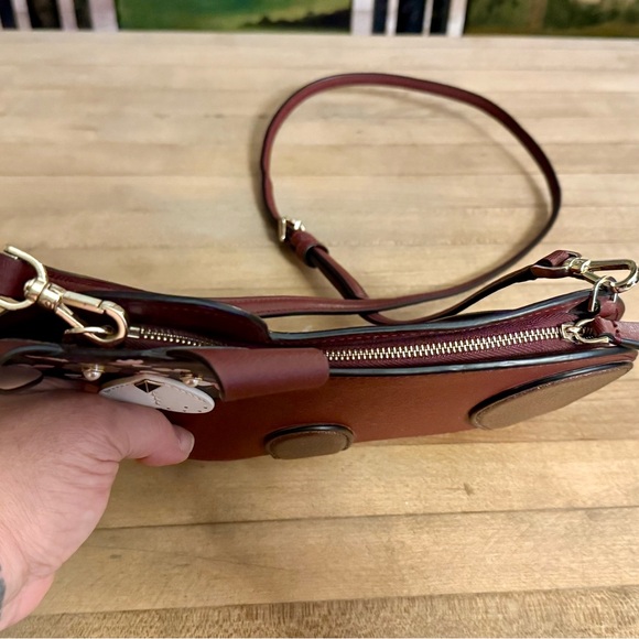 Kate Spade Burgundy Leather Flower Dog Crossbody Bag - Picture 6 of 12